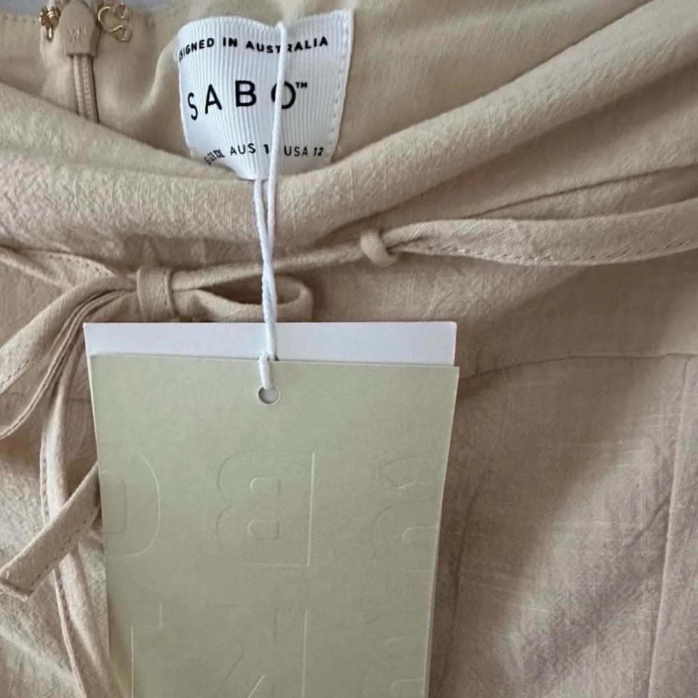 🆕 NWT! SABO Bandera strapless mini dress in beige - Picture 7 of 9